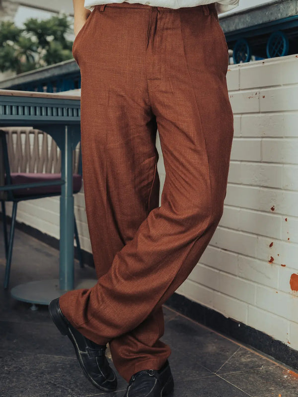 Linen High-Waist Korean Fit Pants