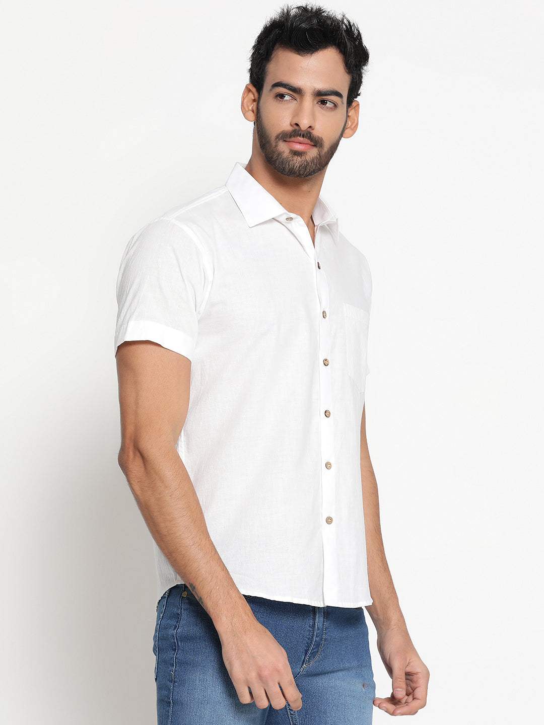 Pure Charkha Fabric Spun Men Regular Fit Shirt