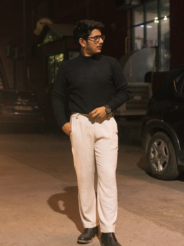 Waffle Knit Mock Neck Knitted Sweater