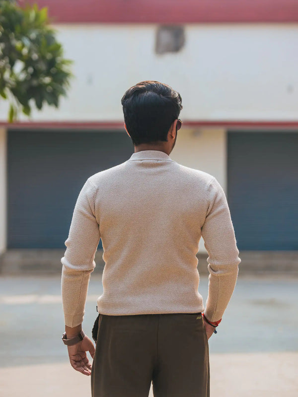 Waffle Knit Mock Neck Knitted Sweater