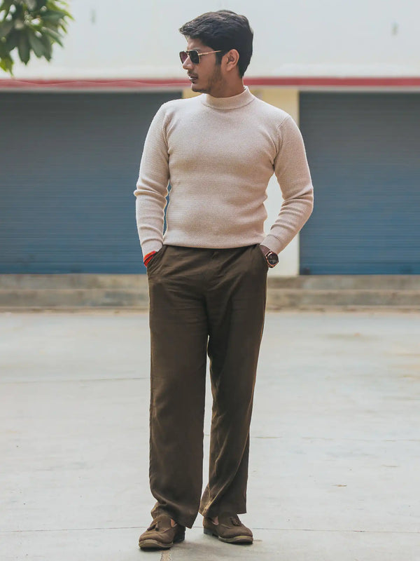 Waffle Knit Mock Neck Knitted Sweater