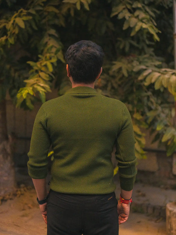 Waffle Knit Mock Neck Knitted Sweater