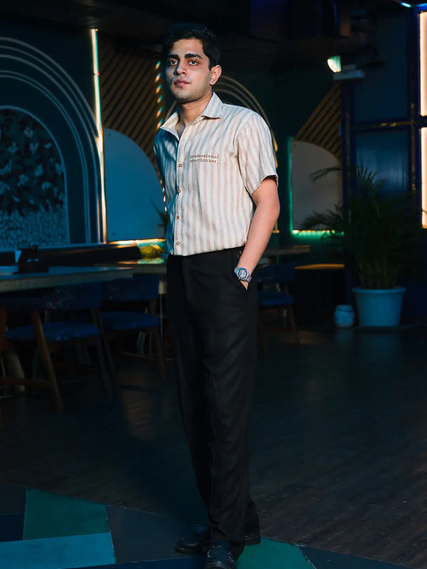 Professional Overthinker Embroidered Linen Shirt