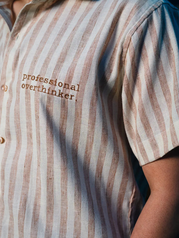 Professional Overthinker Embroidered Linen Shirt