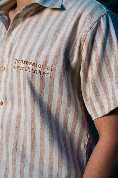 Professional Overthinker Embroidered Linen Shirt