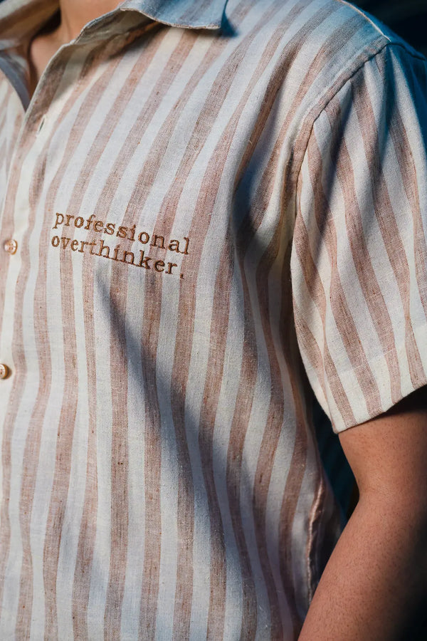Professional Overthinker Embroidered Linen Shirt