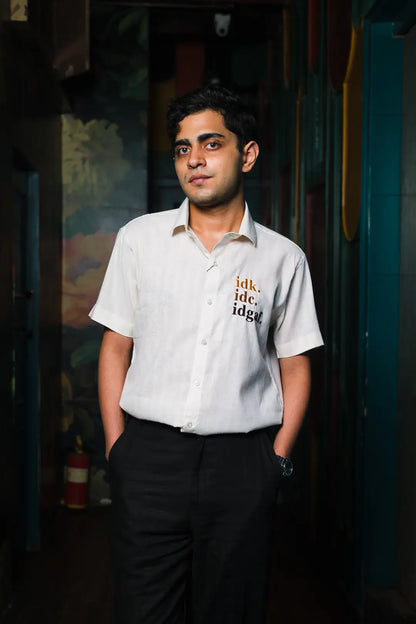 IDC, IDK, IDGAF Embroidered Linen Shirt