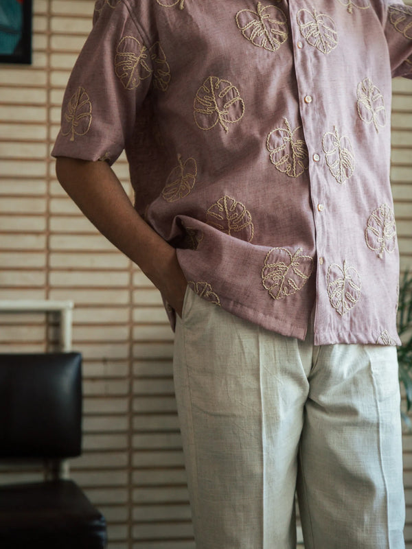 Men’s Pink Embroidered Shirt