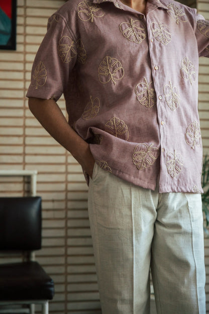 Men’s Pink Embroidered Shirt