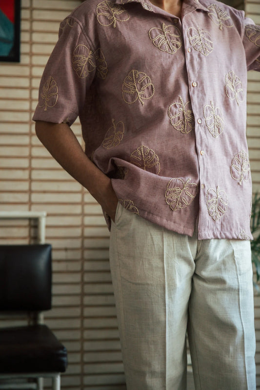 Men’s Pink Embroidered Shirt