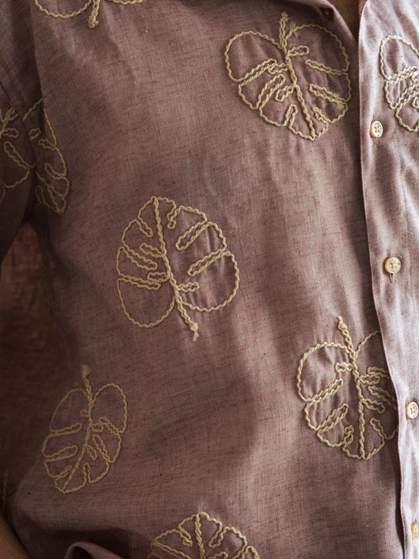 Men’s Pink Embroidered Shirt