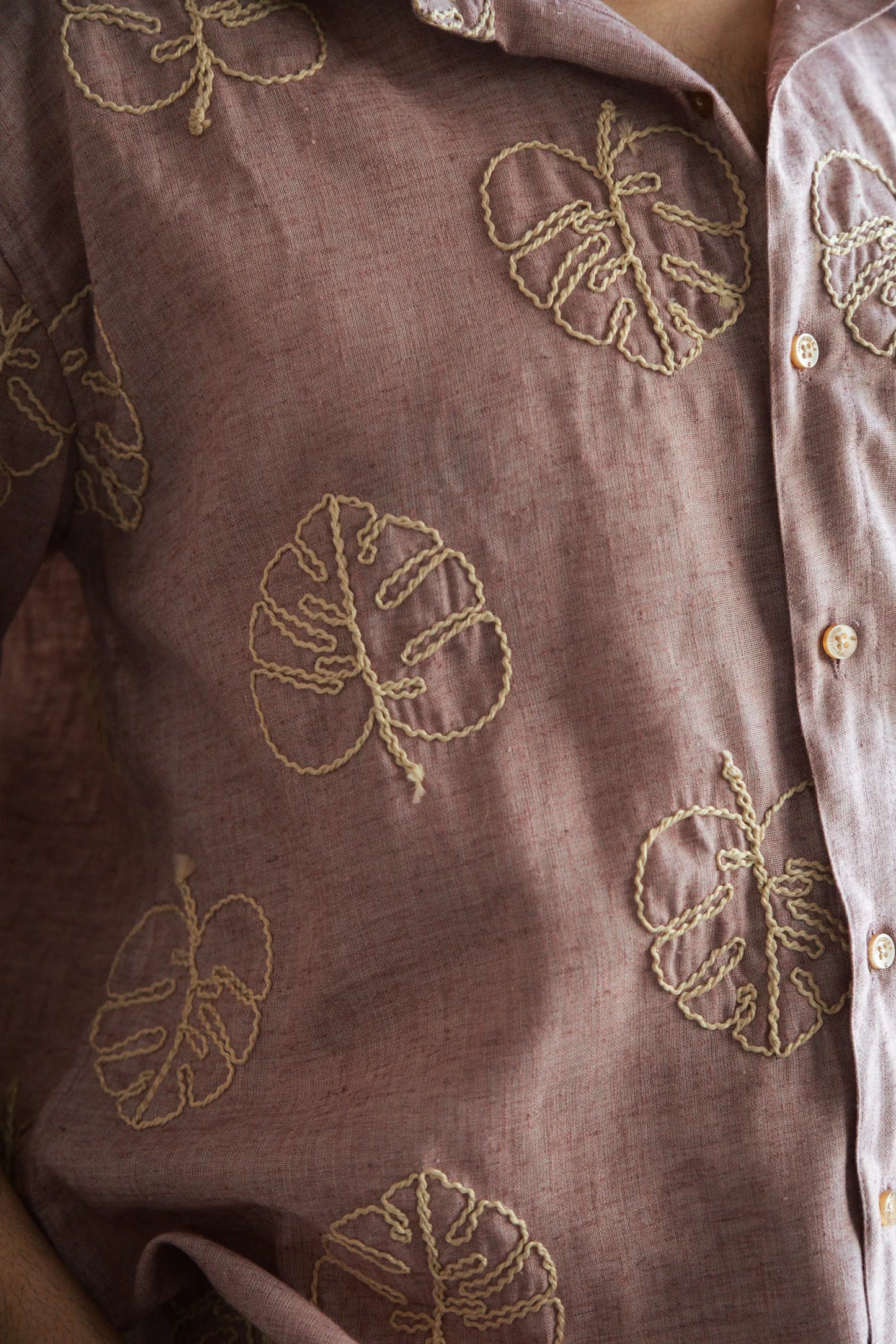 Men’s Pink Embroidered Shirt