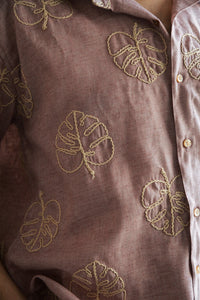 Men’s Pink Embroidered Shirt