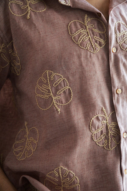 Men’s Pink Embroidered Shirt