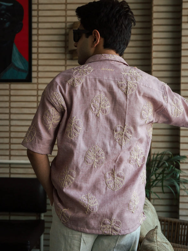 Men’s Pink Embroidered Shirt