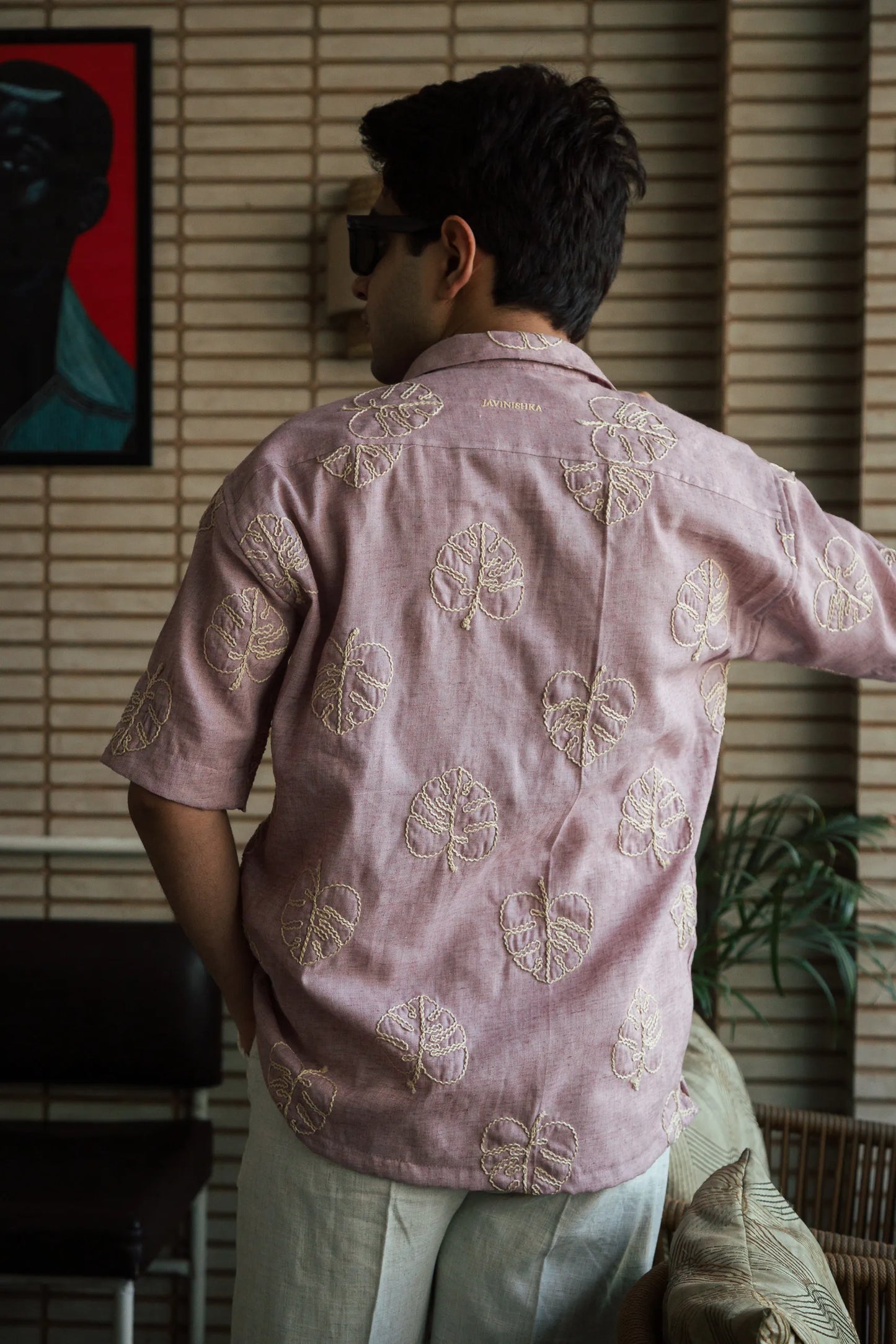 Men’s Pink Embroidered Shirt