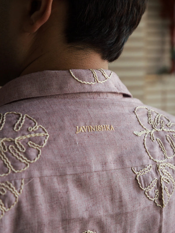Men’s Pink Embroidered Shirt