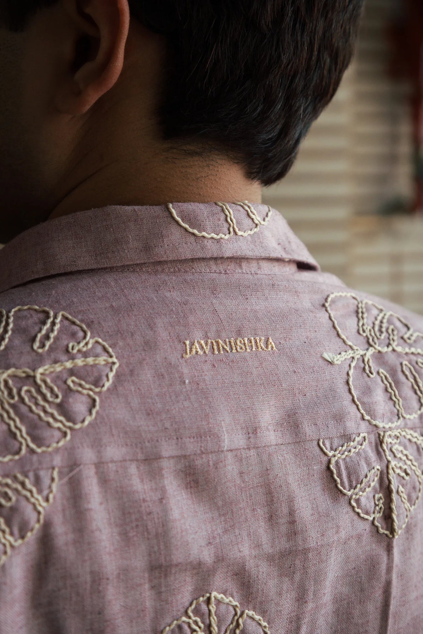 Men’s Pink Embroidered Shirt