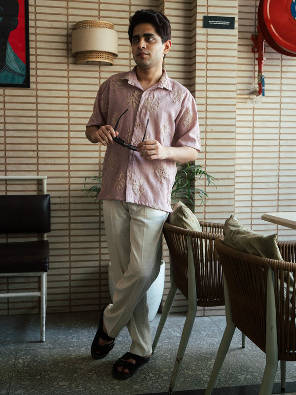 Men’s Pink Embroidered Shirt