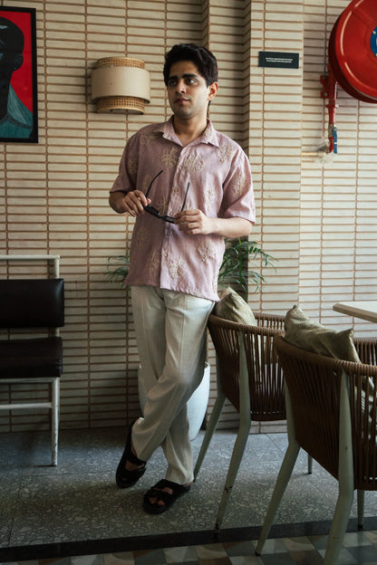 Men’s Pink Embroidered Shirt