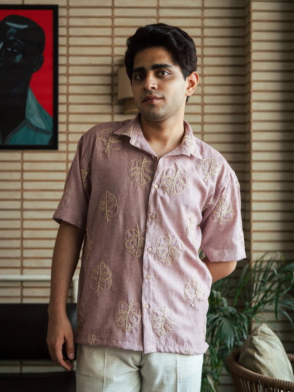 Men’s Pink Embroidered Shirt