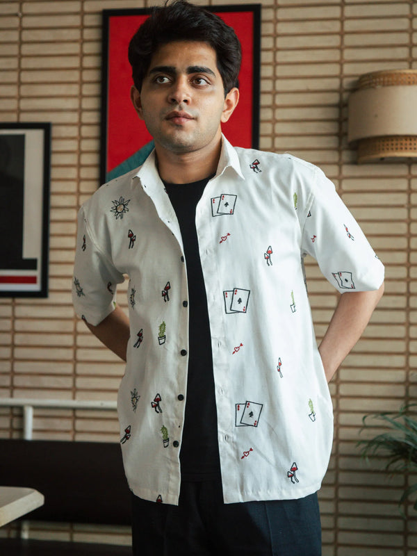 Men’s Off-White Embroidered Shirt