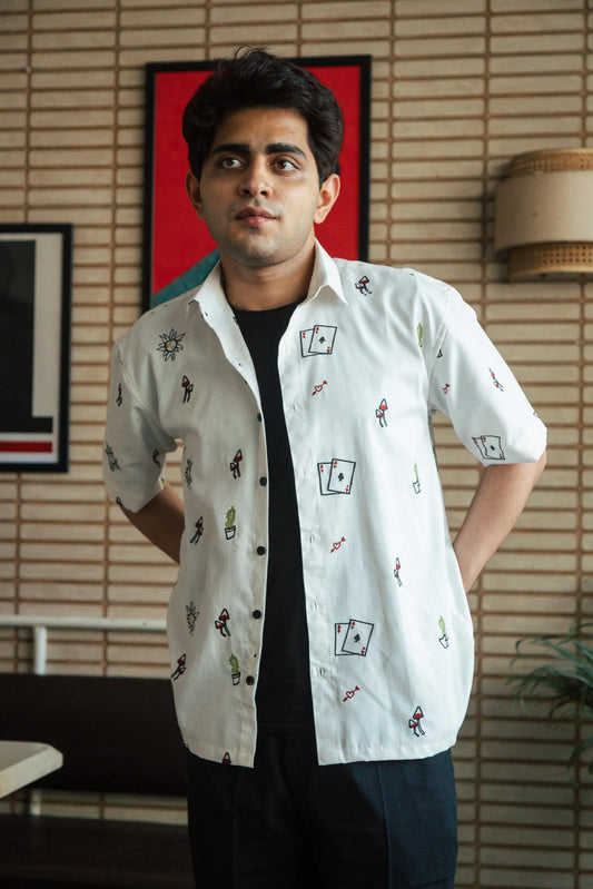 Men’s Off-White Embroidered Shirt