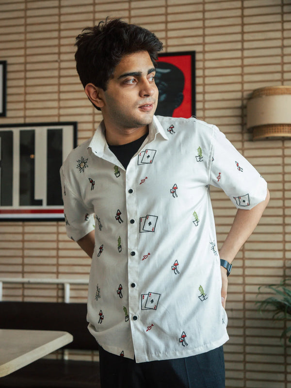 Men’s Off-White Embroidered Shirt