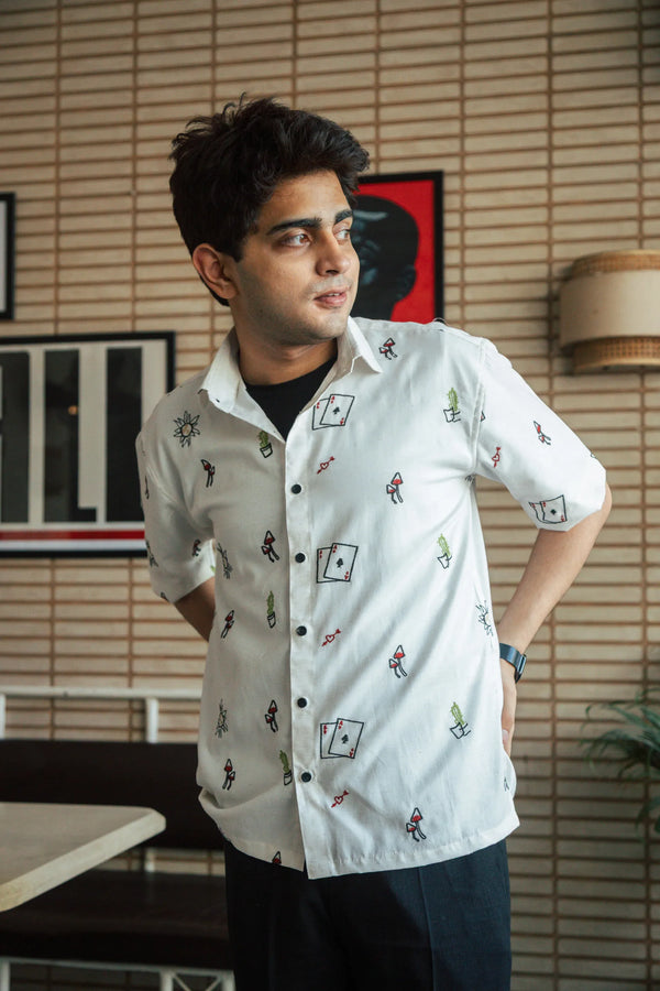 Men’s Off-White Embroidered Shirt