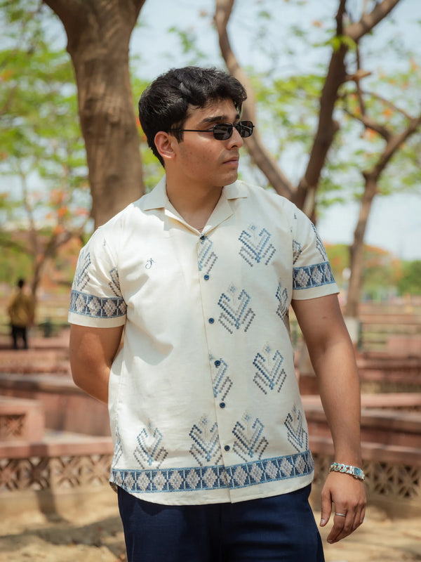 Lines of Legacy - Placement Printed Linen Designer Shirt