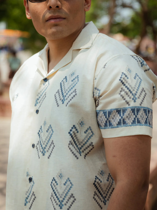 Lines of Legacy - Placement Printed Linen Designer Shirt