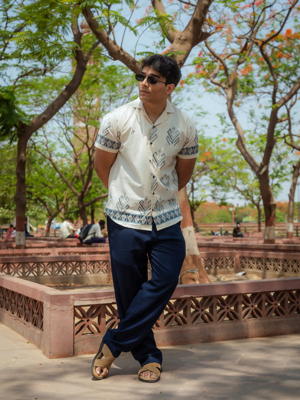 Lines of Legacy - Placement Printed Linen Designer Shirt