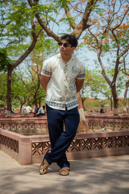 Lines of Legacy - Placement Printed Linen Designer Shirt
