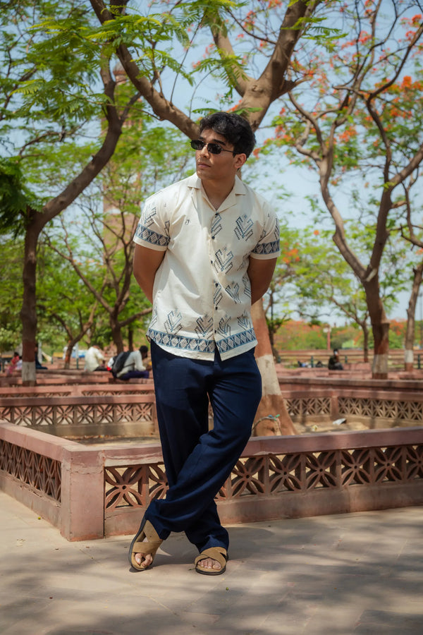 Lines of Legacy - Placement Printed Linen Designer Shirt