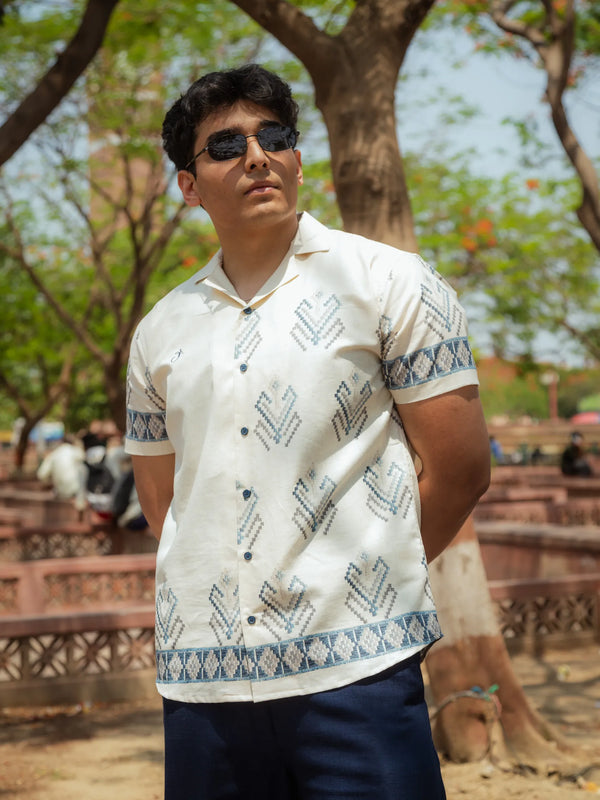 Lines of Legacy - Placement Printed Linen Designer Shirt