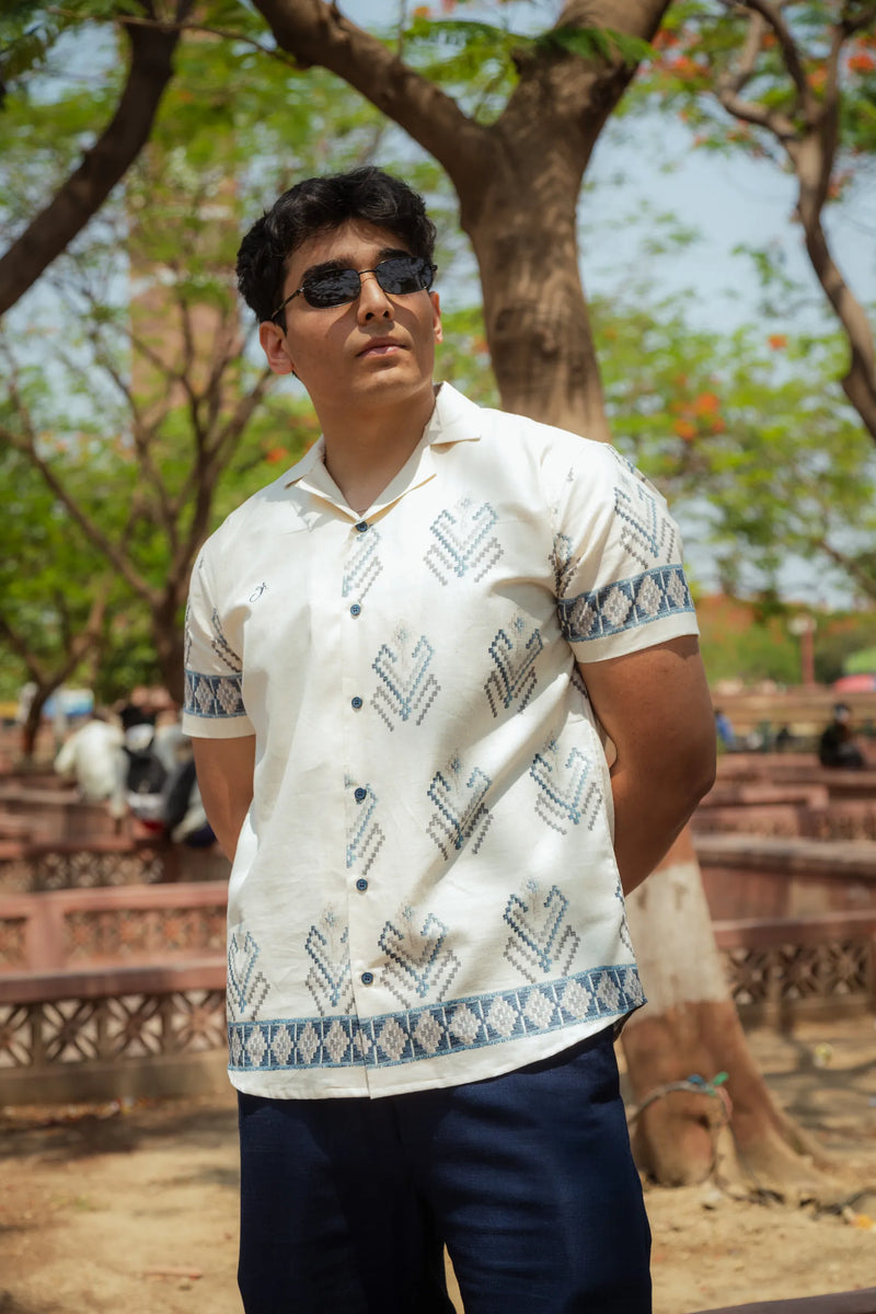 Lines of Legacy - Placement Printed Linen Designer Shirt