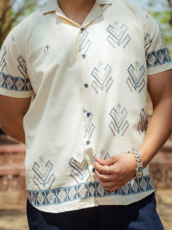 Lines of Legacy - Placement Printed Linen Designer Shirt