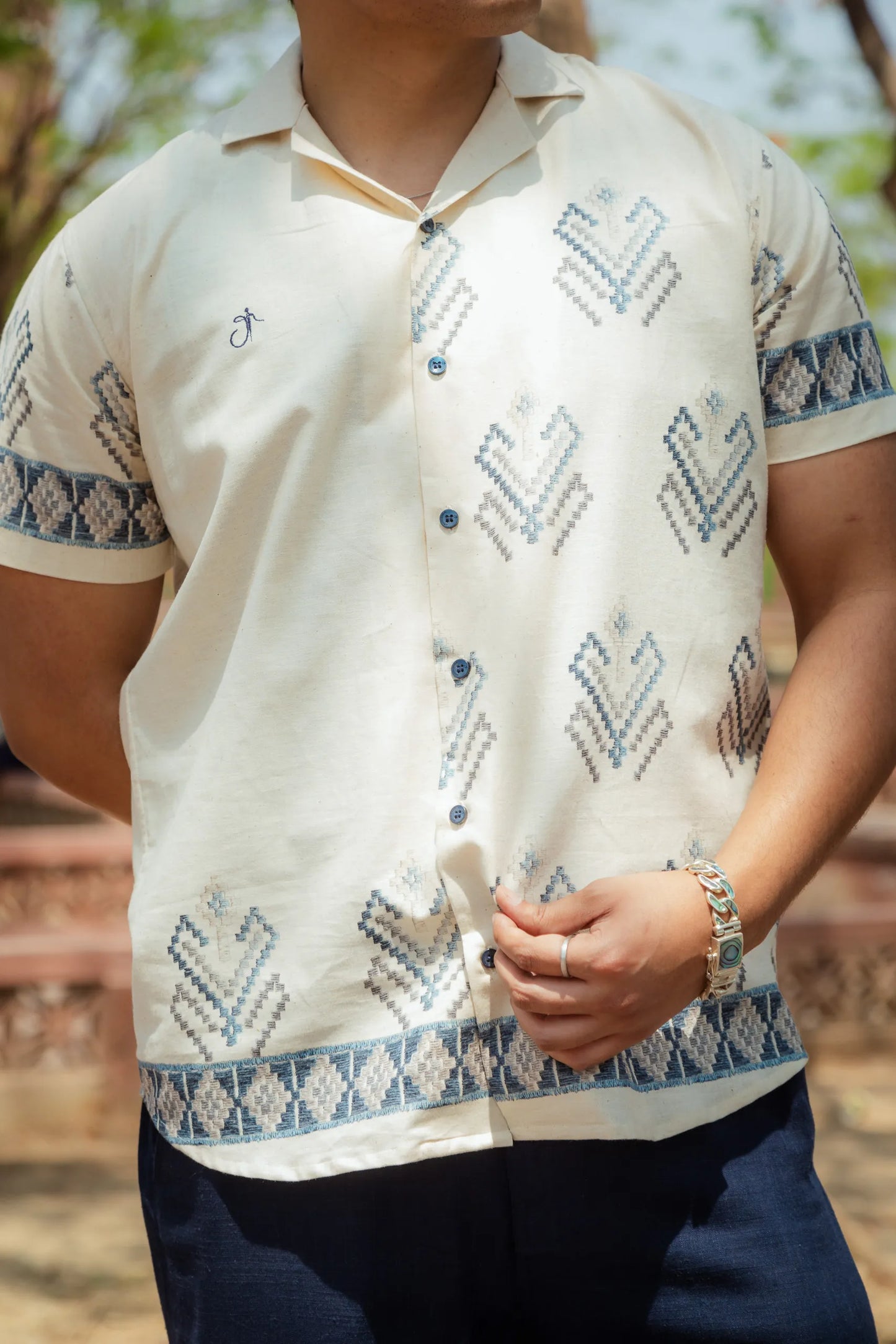 Lines of Legacy - Placement Printed Linen Designer Shirt