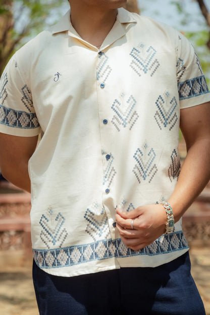 Lines of Legacy - Placement Printed Linen Designer Shirt