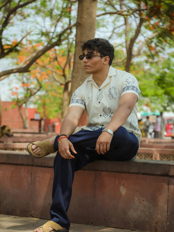 Lines of Legacy - Placement Printed Linen Designer Shirt