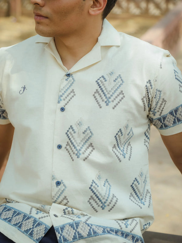 Lines of Legacy - Placement Printed Linen Designer Shirt