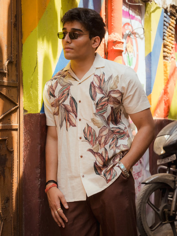 Jungle Muse - Placement Printed Linen Designer Shirt