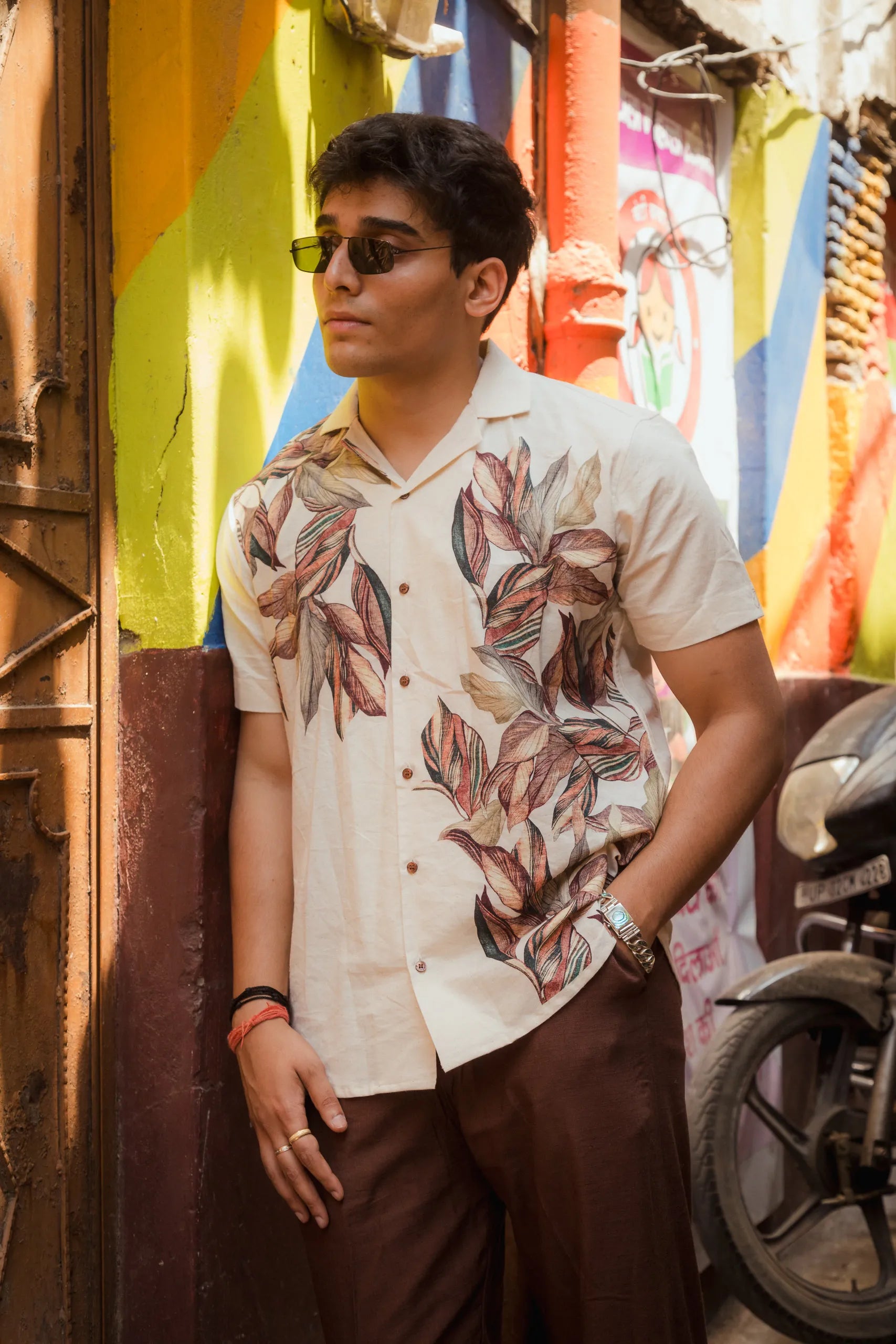 Jungle Muse Placement Printed Linen Designer Shirt - Main Image