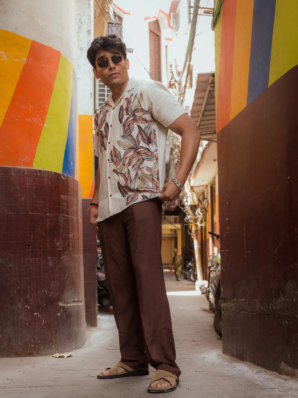 Jungle Muse - Placement Printed Linen Designer Shirt