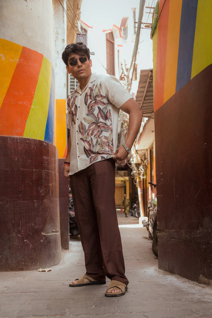 Jungle Muse - Placement Printed Linen Designer Shirt