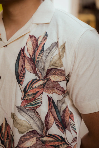 Jungle Muse - Placement Printed Linen Designer Shirt