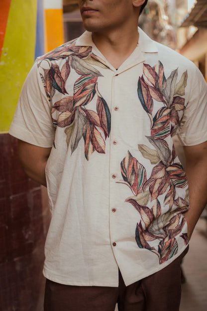 Jungle Muse - Placement Printed Linen Designer Shirt