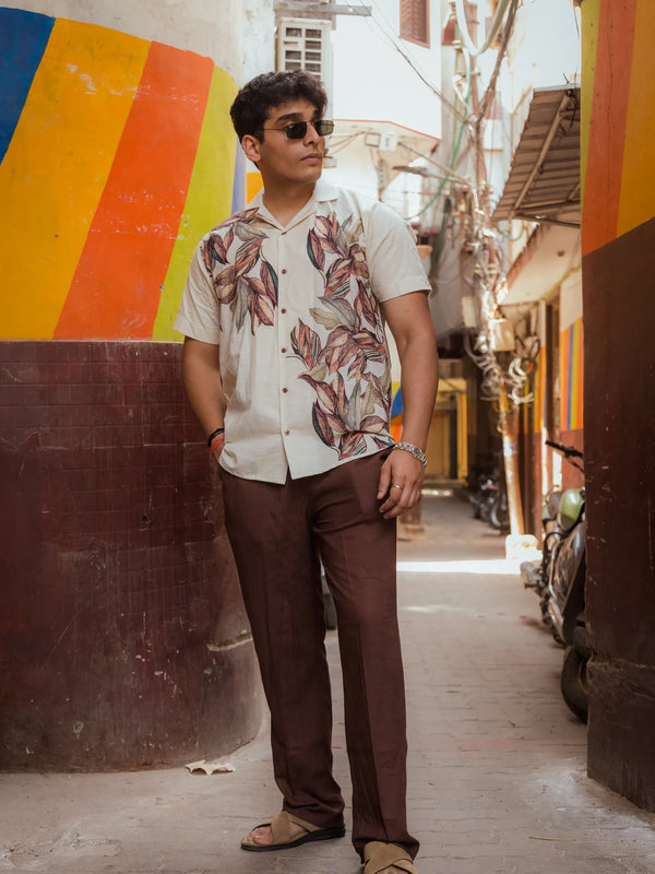 Jungle Muse - Placement Printed Linen Designer Shirt