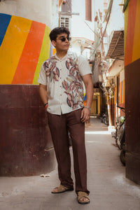 Jungle Muse - Placement Printed Linen Designer Shirt