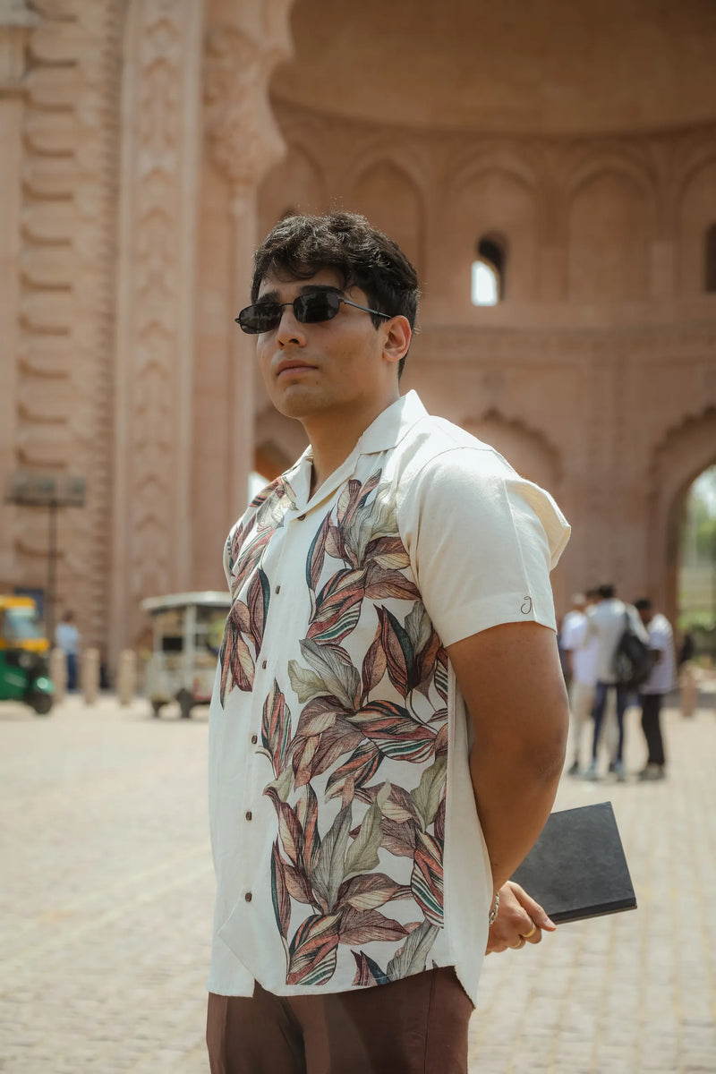 Jungle Muse - Placement Printed Linen Designer Shirt